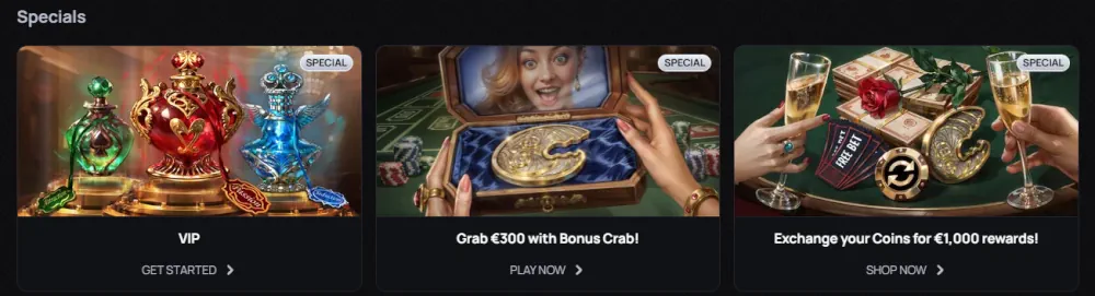 Ειδική ενότητα Casinova με πρόγραμμα VIP και ανταλλαγή νομισμάτων επιβράβευσης.